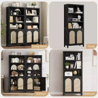 et Bibliothèque avec portes, étagère haute de 180 cm avec placards de rangement pour bureau à domicile