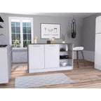 HomeStock 35 in.H Particle Board Kitchen Islands with 2 Doors and 5 Shelves