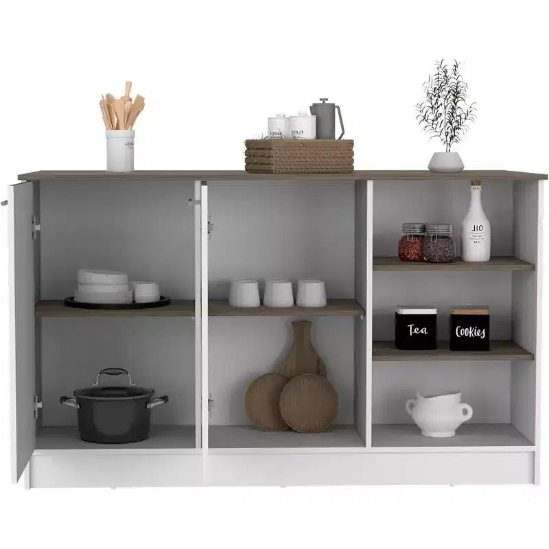 Îlots de cuisine en panneau de particules de 89 cm de haut avec 2 portes et 5 étagères
