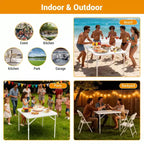 Table carrée pliable de 34 pouces, table de carte pliable multifonctionnelle et portable avec poignée de transport pour utilisation intérieure, extérieure et en camping, plateau en plastique