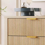 Commode flûtée à 5 tiroirs, commode étroite en bois de 45 po de hauteur pour petits espaces, commode de style ferme moderne pour chambre à coucher, chambre de bébé, appartement