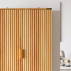 Armoire de cuisine en bois - Meuble de rangement avec étagères réglables et tiroirs, finition magnétique ton bois