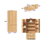 Armoire de cuisine en bois - Meuble de rangement avec étagères réglables et tiroirs, finition magnétique ton bois