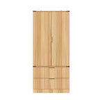 Armoire de cuisine en bois - Meuble de rangement avec étagères réglables et tiroirs, finition magnétique ton bois