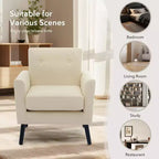Fauteuil d'appoint, Fauteuil de salon moderne à dossier haut, Fauteuil de lecture en tissu de lin, Fauteuil simple confortable, Coussin haute résilience