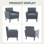 Fauteuil d'appoint, Fauteuil de salon moderne à dossier haut, Fauteuil de lecture en tissu de lin, Fauteuil simple confortable, Coussin haute résilience