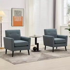 Fauteuil d'appoint, Fauteuil de salon moderne à dossier haut, Fauteuil de lecture en tissu de lin, Fauteuil simple confortable, Coussin haute résilience