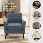 Fauteuil d'appoint, Fauteuil de salon moderne à dossier haut, Fauteuil de lecture en tissu de lin, Fauteuil simple confortable, Coussin haute résilience