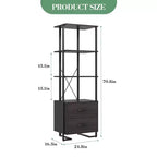 Étagère à 3 niveaux, Organisateur de rangement pour livres, Bibliothèque en bois avec 2 tiroirs, Étagère de présentation industrielle pour bureau, chambre à coucher, salon, Marron