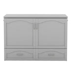 Lit escamotable mural Queen Size avec tiroirs de rangement, Armoire-lit escamotable en bois avec prises et ports USB, Conception à structure de poulie