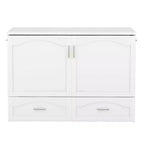 Lit escamotable mural Queen Size avec tiroirs de rangement, Armoire-lit escamotable en bois avec prises et ports USB, Conception à structure de poulie