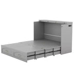 Lit escamotable mural Queen Size avec tiroirs de rangement, Armoire-lit escamotable en bois avec prises et ports USB, Conception à structure de poulie