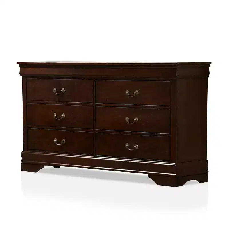 Commode 6 tiroirs Sliver cerisier intérieur + extérieur : Style de transition, placage bois, quincaillerie métallique