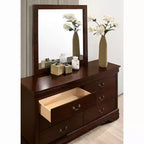Commode 6 tiroirs Sliver cerisier intérieur + extérieur : Style de transition, placage bois, quincaillerie métallique