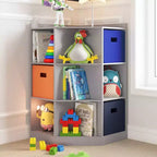 Meuble de rangement pour chambre d'enfant avec 6 casiers de rangement pour jouets et 3 étagères inclinées