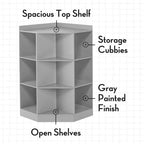 Meuble de rangement pour chambre d'enfant avec 6 casiers de rangement pour jouets et 3 étagères inclinées