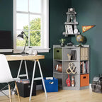 Meuble de rangement pour chambre d'enfant avec 6 casiers de rangement pour jouets et 3 étagères inclinées