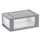 Organisateur de tiroirs de rangement compact empilable en plastique avec portes transparentes
