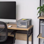 Organisateur de tiroirs de rangement compact empilable en plastique avec portes transparentes