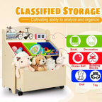 Meuble de rangement en bois pour jouets d'enfants avec bac roulant et bacs en plastique Naturel/Expresso