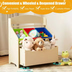 Meuble de rangement en bois pour jouets d'enfants avec bac roulant et bacs en plastique Naturel/Expresso