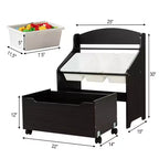 Meuble de rangement en bois pour jouets d'enfants avec bac roulant et bacs en plastique Naturel/Expresso