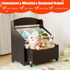 Meuble de rangement en bois pour jouets d'enfants avec bac roulant et bacs en plastique Naturel/Expresso